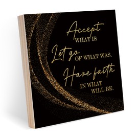 Black Gold Wood Box Sign, Motivational Gifts for Women, Inspirational Quotes Home Office Decor for Desk Table Shelf 6 x 6 Inches - A15