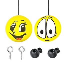 GAOLAOSY 2PCS Garage Parking Aid Ball, Parking Ball Guide System with Stretch Rope, Retractable Garage Vehicle Stop Indicators Parking Assistant Accessories Kit for Car, SUV, Truck (Smile)