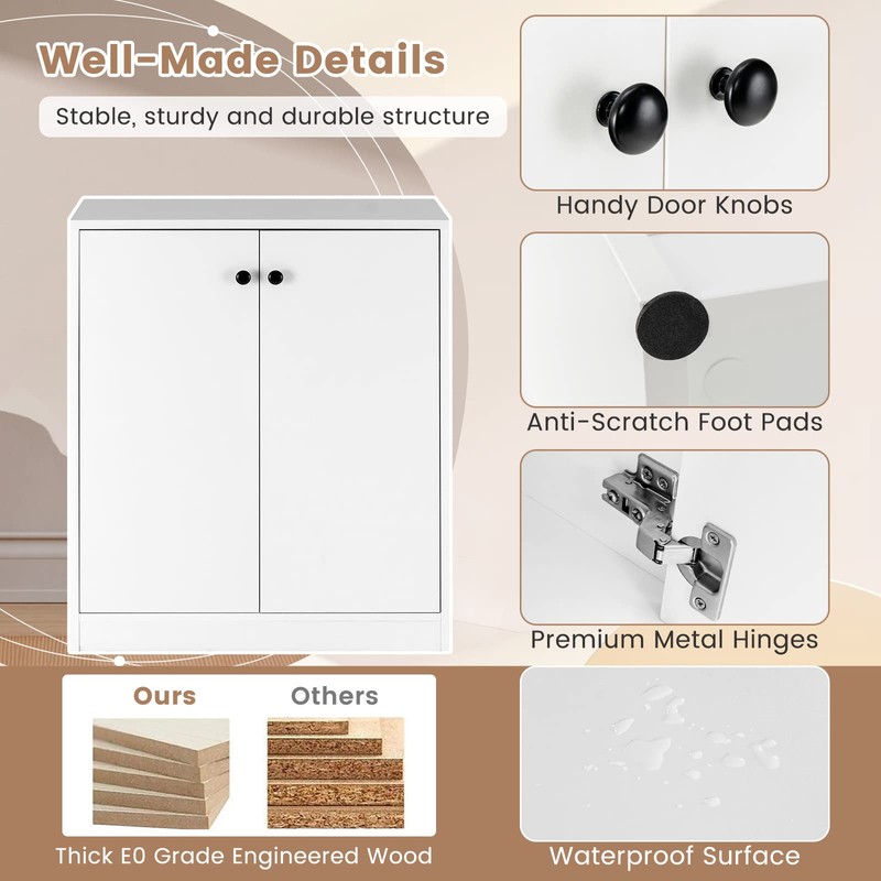 GRAFFY Floor Storage Cabinet, White