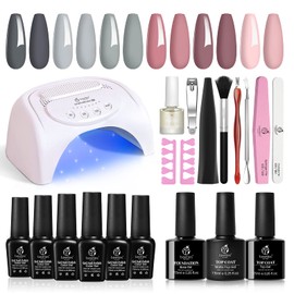 Beetles Gel Nail Polish Kit with U V Light 48W Led Nail Lamp 6 Colors Nude Gray Pink Gel Polish Starter Kit Manicure Soak off U V Led Gel Nail Polish Set Salon DIY Home Nail Decoration