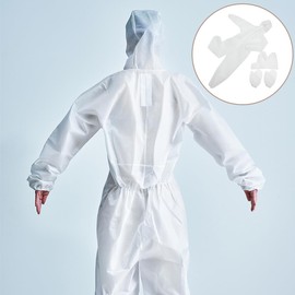 VALICLUD Children Disposable Coverall with Elastic Wrists Ankles and Hood Non- Porous Anti- Dust Ventilation Suit White With Glove and Shoe Cover
