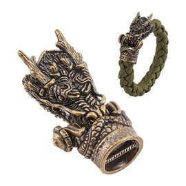 NBEADS Dragon Head Brass Bead, Parachute Cord Tool Lanyard Bead EDC Charms Pendant Charms Accessories for EDC String Bracelet Crafts, Antique Bronze