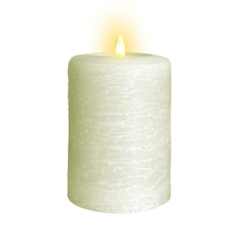 LumiPur Signature Natural Glow Flickering Flameless LED Wax Pillar Candle (3.5" x 5", Linen White)