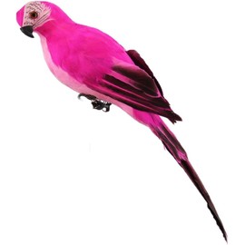 Parrot Figurines Simulation Parrot Ornament Feathered Birds Statue Feathered Parrot Ornament for Landscape Lawn Porch Patio Garden Decoraiton - Rose Red