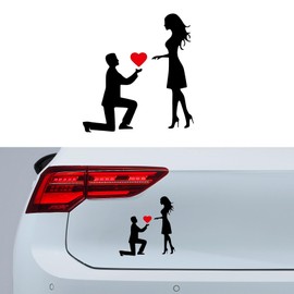 HQRNYP Proposal Car Sticker Decal, Bumper Stickers, Kneel on One Knee Marriage Proposal Decals, Universal Romantic Personality Car Rear Windshield Accessories Fit for Wall Mirror Laptop (Black)