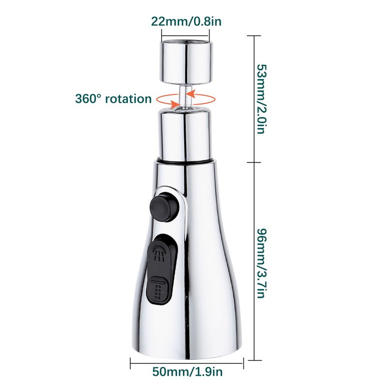 Swivel Universal Faucet Extender Swivel Head Metal Attachment Rotatable Faucet