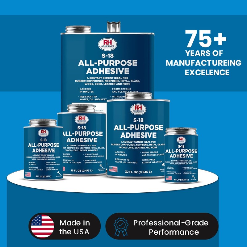 S-18 All-Purpose Adhesive, 8 oz. can - Multi-Purpose, Rubber, Metal,
