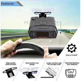 Ramtech Car Windshield Mount with Suction Cup Holder for Radar Laser Detector, Compatible with Escort Passport 4200 4500 4600 5000 6800 7500 7500s 8500 8500 X50 9500i 9500ix C65 S55 SC55 X70 X80, WMLD