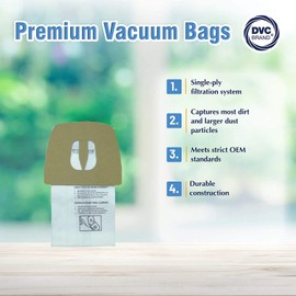 DVC Replacement Vacuum Bags For Royal & Dirt Devil Type F Canisters CanVack/Power Pak - Compare to Dirt Devil Type F, 3200147001 bags | 3 Standard Vacuum Bags Included