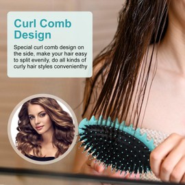Boperzi Curly Hair Brush, Curl Brush, Boar Bristle Hair Brush Styling Brush, 2024 New Curly Hair Brush for Detangling for Combing Men and Women (Green)