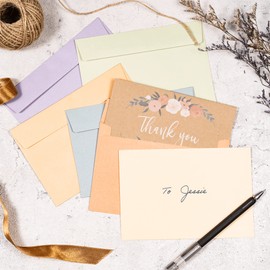 A4 Envelopes, 48-Pack Colored Envelopes 4x6, Envelopes for Invitations, Pastel Colored Envelopes, A4, 4 1/4 x 6 1/4 Inches, 6 Warm Pastel Colors