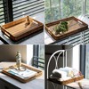 2 Pack Rectangle Rattan Serving Trays with Handles, Decorative Woven