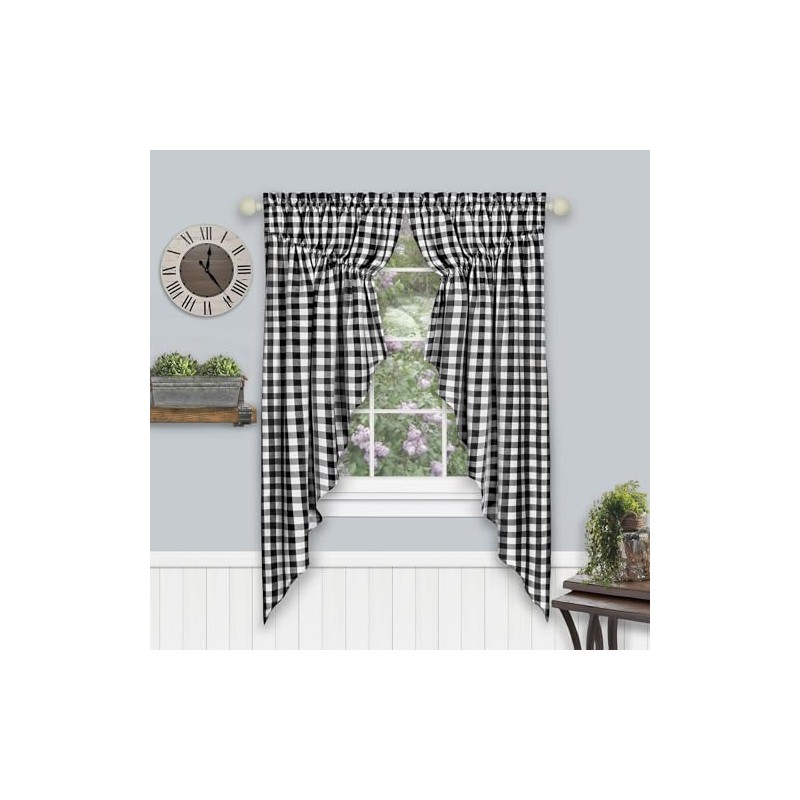 ACHIM Buffalo Check Gathered Swag Window Curtain Pair - 72