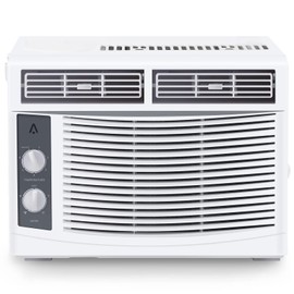 5,000 BTU Window Air Conditioner - Cool up to 150 Sq. Ft. with Easy-to-Use Mechanical Controls and Reusable Filter, Perfect for Small Bedroom, Living Room, Home Office, White