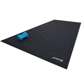RevTime Rubber Gym Equipment Mat 6 x 4 Feet (72" x 48") Thick 1/4" (6 mm) Heavy Duty Durable Rubber Mat for GYM, Fitness Mat, Treadmill Mat, Pickup Mat, Truck Mat, Black with Blue Flecks