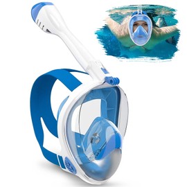 Boloshine Snorkel Mask Adults Children 180° Panoramic View Field of View Diving Mask with Removable Camera Holder, Anti-Fog & Leak Protection Full Face Mask, Foldable Snorkel Full Mask