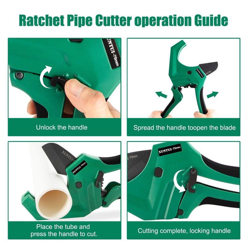 Professional PVC Pipe Cutter 2.5 inch (75mm), Heavy Duty Dark