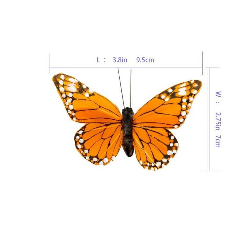 YCHTEWY Monarch Butterfly Decor Feather Butterfly Decorations Set of 12