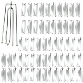 Waziaqoc 60PCS Pinch Pleat Curtain Hooks, Stainless Steel Curtain Pleat Hook Clips 4 Prongs Pinch Pleat Tape Hooks Traverse Pleater 4 End Hooks for Curtains Draperies, Silver