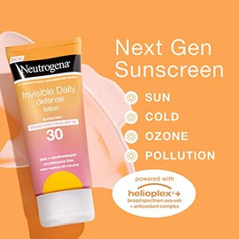 Neutrogena Neutrogena Invisible Daily Defense Sunscreen Lotion, Broad Spectrum SPF 30, Oxybenzone-Free & Water-Resistant, Sun & Environmental Aggressor Protection, Antioxidant Complex, 3.0 fl. oz