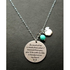 Teacher's Day gifts" So much of me is made from what I learned from you" Stainless Steel Necklace with Apple Pendant Charm Teacher Appreciation Gifts