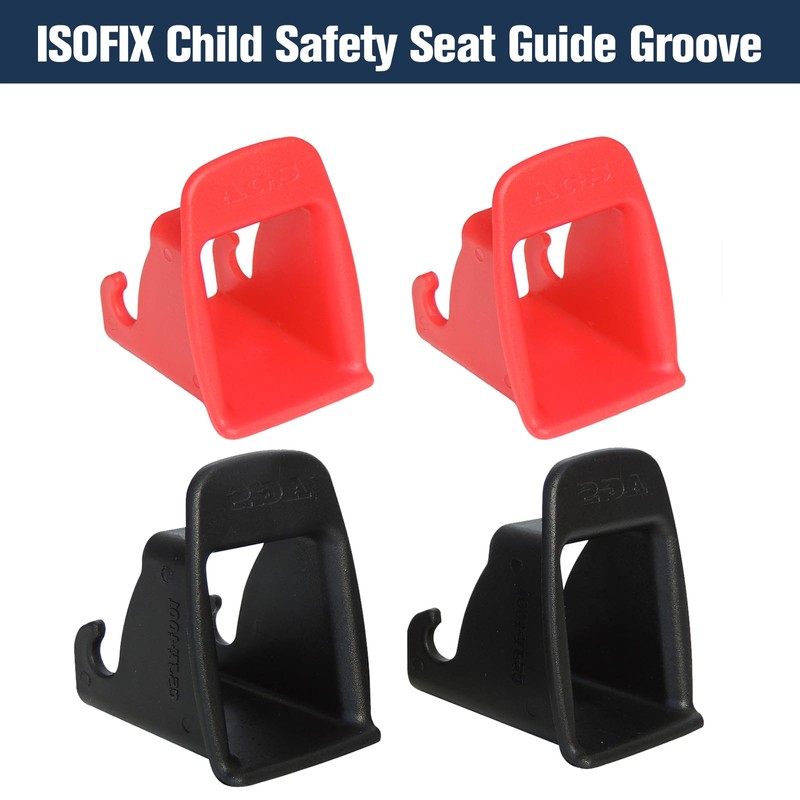 JHKLS ISOFIX Interface Belt Latch Guide, Red 2pcs, Black 2pcs