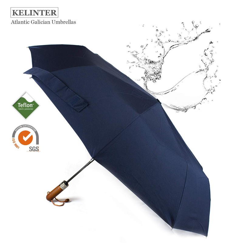 KELINTER® Wooden Handle Windproof Folding Umbrella with Auto Open and
