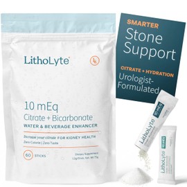 LithoLyte 10mEq | Water & Beverage Enhancer for Kidney Health | Citrate & Electrolytes for Kidney Protection | Science-Based Support Beyond Cleanse, Detox, or Stone Dissolver Supplements | 60 Sticks