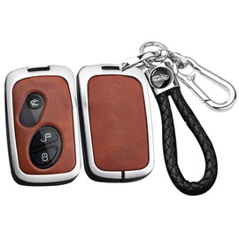 ontto Alloy Car Key fob Cover Fit for Lexus IS250 IS300C RX270 CT200H GX400 GX460 ES240 ES350 LS460 GS300 450h 460h Smart Leather Key case Shell Key Holder Keyring Keychain Accessories Silver-Brown