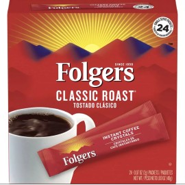 Folgers Classic Medium Roast Instant Coffee (48 Single Serve Packets Total) 2pk