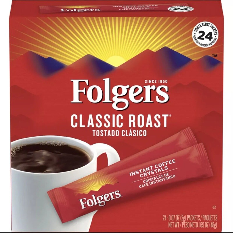 Folgers Classic Medium Roast Instant Coffee (48 Single Serve Packets