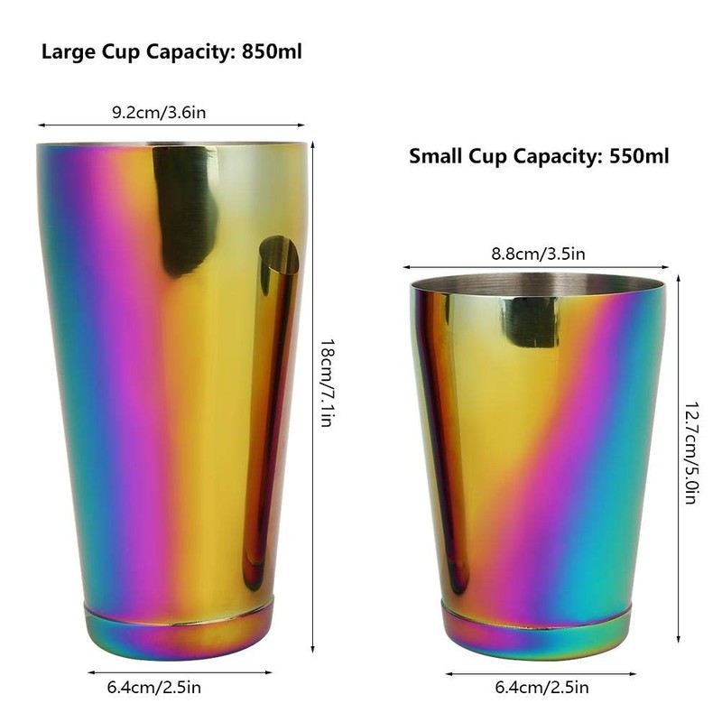 Naroote Cocktail Shaker, Stylish Colourful Stainless Steel Boston Cocktail Shaker