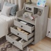 Tiptiper Nightstand with Charging Station, Grey Night Stands with Hutch,
