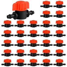 TTioDri 30 Pack 1/4" Drip Irrigation Shut Off Valves, Drip Line Shut Off Switch Valve for 1/4 Inch Drip Irrigation Tubing Water Flow Control In-Line Valve for Garden Drip Systems