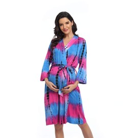 Women's Floral Maternity Robe for Labor and Delivery, Hospital, Nursing, Pregnancy Sleepwear