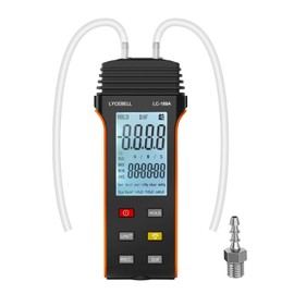 LC-189A Manometer, Digital Air Pressure Meter, Differential Pressure Gauge, HVAC Gas Pressure Meter with Backlight Data Record, Suitable for Barometric Pressure Measurement(Black+Orange)