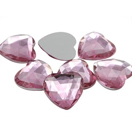 Allstarco 25mm Pink H117 Flat Back Heart Acrylic Rhinestones 1 Inch Costume Plastic Gems Cosplay Jewels for Valentine's Party - 18 Pieces