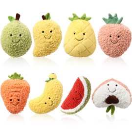 Simgoing 8 Pcs Cute Fruit Plush Pillow Stuffed Fruit Toy 8 Inch Avocado Banana Watermelon Peach Strawberry Mango Carrot Pineapple Plush Toy Kawaii Hugging Plushies for Boys Girls Birthday Party Gifts