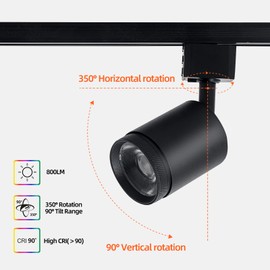 be studied 10w Led Track Lighting Heads H Type Track Light Heads Bright Spotlight Fixtures Black Track Lighting Heads for Accent Task Art, 3000K 4000K 5300K Adjustable, Flicker Free CRI90+ 6 Pack
