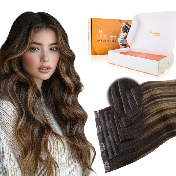 DOORES Clip in Hair Extensions Set 20 Inch 140g, 4pcs