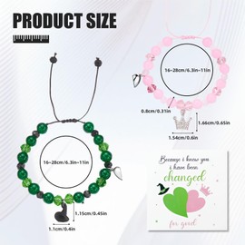 BRITIVIVE Strass Passende Armband 2 Stück Matching Armbänder Geschenke für Filmfans Beste Freunde Armband Wicked Merch Strass Krone und Hut Zubehör,Grün und Rosa