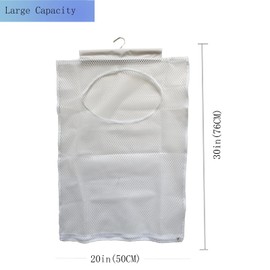 Fajyaz Hanging Mesh Laundry Hamper (30in*20in*2in) Large Dirty Clothes Bag, Can Be Used Behind The Door & Closet & Caravan& Bathroom (White)