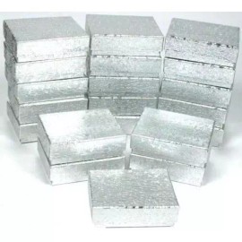 FindingKing 20 Cotton Boxes Silver Pendant Chain Jewelry Displays