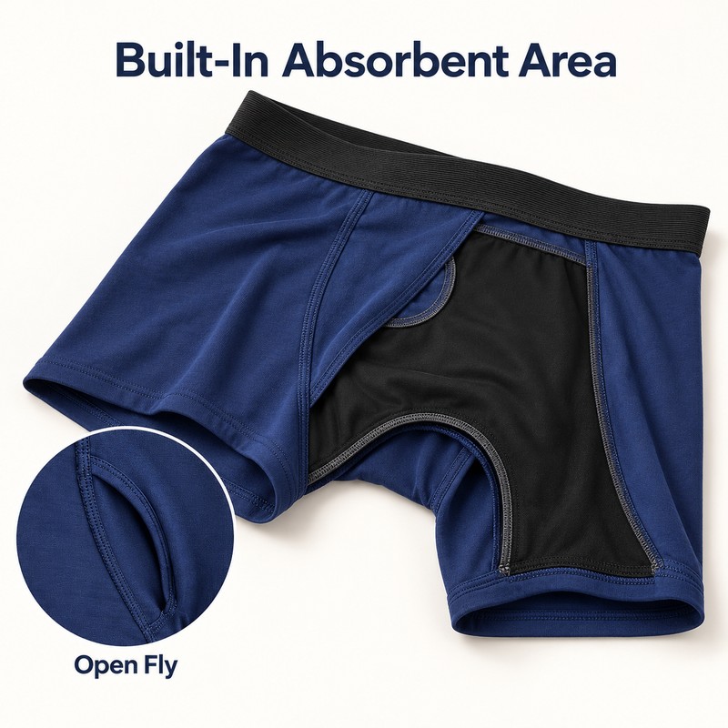 Men's Absorbent Incontinence Boxer Shorts for Urinary Leaks – Washable