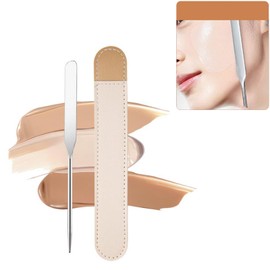 JOYAUS Picasso Makeup Spatula, Stainless Steel Cosmetic Professional Cosmetic Mixing Makeup Palette Spatula Makeup Artist Tool whit PU Leather Cover