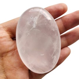 Lovionus89 White Crystal Worry Stones, Natural Oval Palm Tree Bag, Healing Crystal, Massage, Spa, Energy Stone