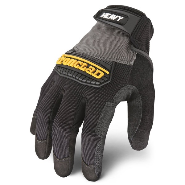 Ironclad Heavy Utility Work Gloves HUG, High Abrasion Resistance, Performance Fit, Durable, Machine Washable, (1 Pair), SMALL Black & Grey