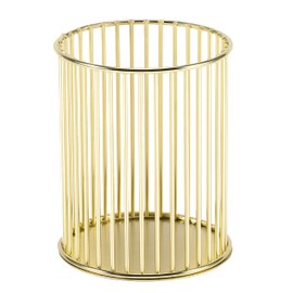 Gold Pencil Pot Pen Holder Luxury Metal Pencil Cup Stand Gold Pen Organiser Makeup Brushes Holder for Home Office Desk Stationery Storage
