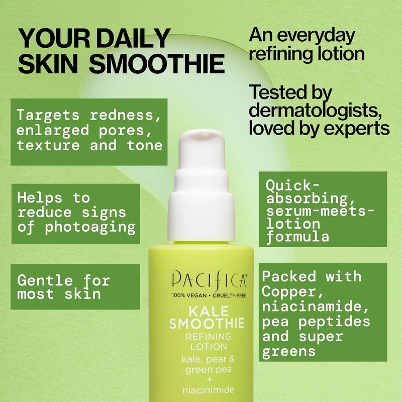 Pacifica Beauty Kale Smoothie Refining Lotion Face Moisturizer Serum Assists