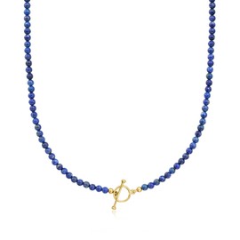 Ross-Simons 3.5-4mm Lapis Bead Charm-Compatible Toggle Necklace in 18kt Gold Over Sterling. 20 inches